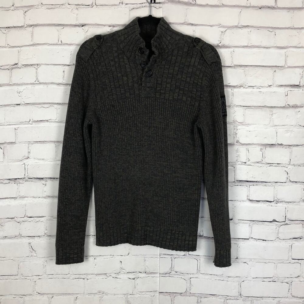 Calvin Klein Jean Men’s Long sleeve gray 1/4 Button Collar Thick Wweater Size M
